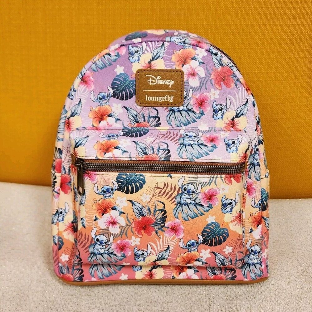 Loungefly Disney Lilo and Stitch Tropical Floral Ombre AOP Mini Backpack NEW